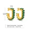 Wholesale Fashion U Shape Plating Inlay 201 Stainless Steel Zircon Stainless Steel Earrings