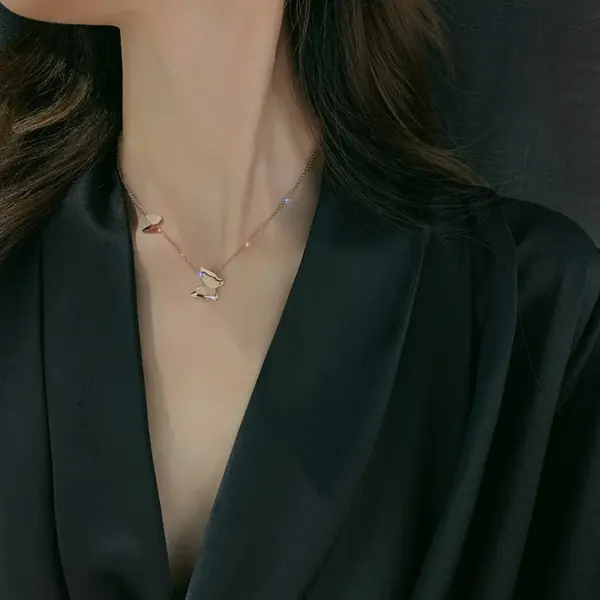 Fashion Simple Style Butterfly Titanium Steel Plating Butterfly Necklace