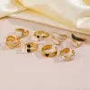 PVD Coated 18K Gold Plated Round Star Heart Shape 304 Stainless Steel Retro Novelty Waterproof Non Tarnish Rings