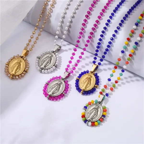 Wholesale Copper 18K Gold Plated Ethnic Style Inlaid Crystal Geometric Copper Zircon Necklace