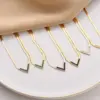 Wholesale Fashion V Shape Titanium Steel Plating Shell Necklace