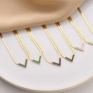 Wholesale Fashion V Shape Titanium Steel Plating Shell Necklace