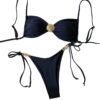 Wholesale 2025 new European and American split swimsuit cross-border shell awstring solid color sexy bikini foreign trade bikini