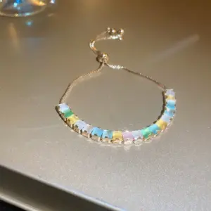 30# Bracelet-Golden-Color Square Diamond