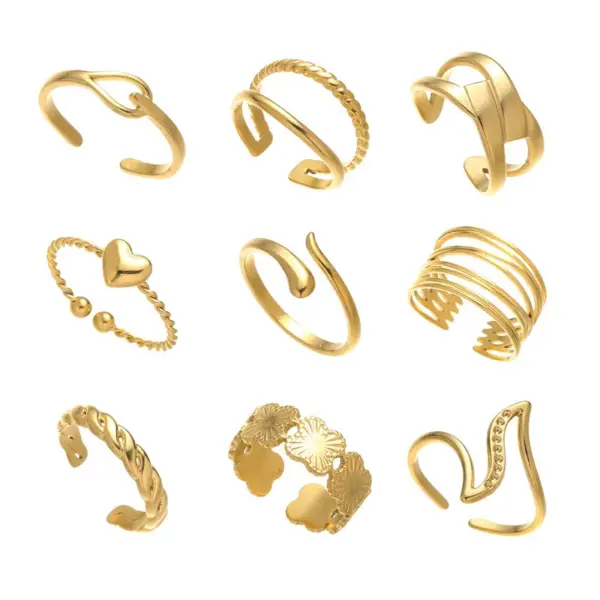 Wholesale Fashionable Retro Titanium Steel Ring Non-Fading Women's High-End Luxury Open Stainless Steel Ring Adjustable Geometric Pattern