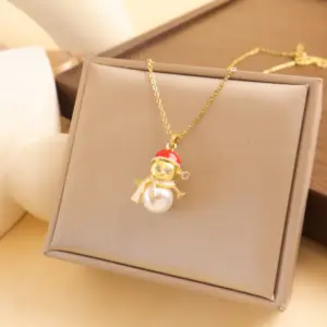 Xl2538 Christmas Ice Man Necklace / Gold