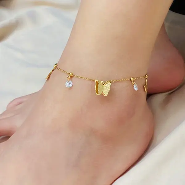 Wholesale 1 Piece Fashion Butterfly Stainless Steel Plating Women's Anklet