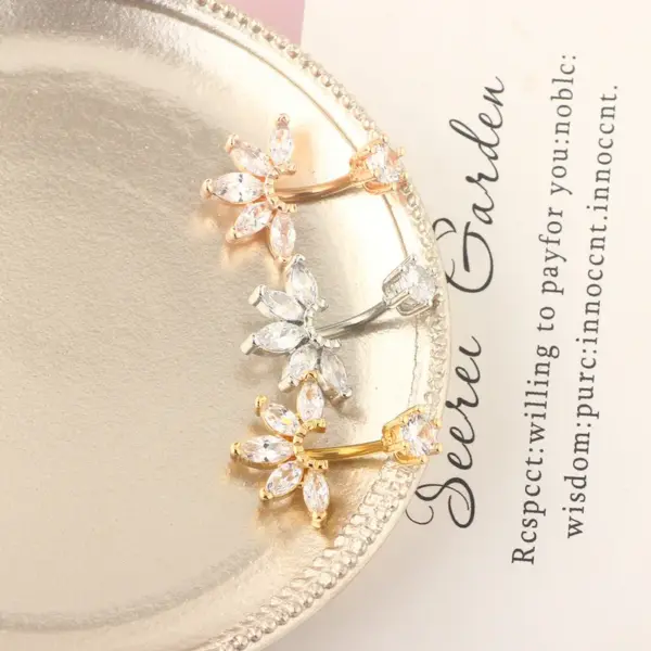 Wholesale Fashion Flower Stainless Steel Plating Belly Ring 1 Piece