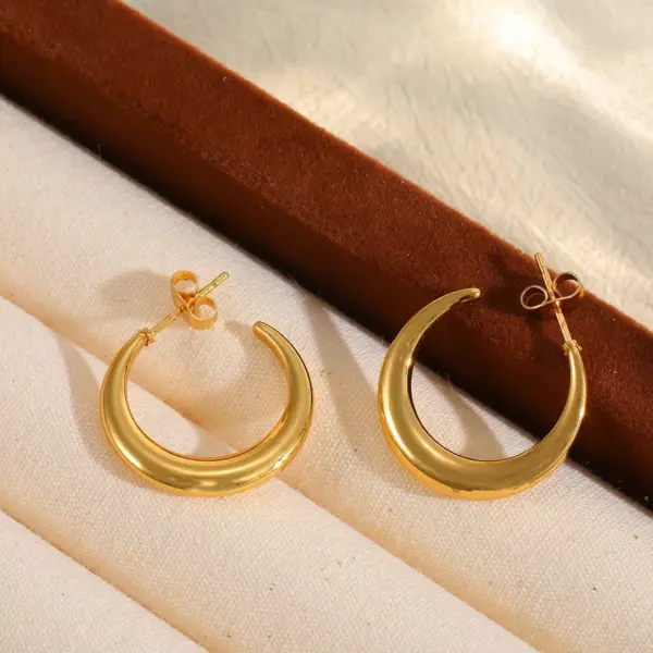 Wholesale 1 Pair Basic Simple Style Geometric Round Plating 304 Stainless Steel 18K Gold Plated Earrings