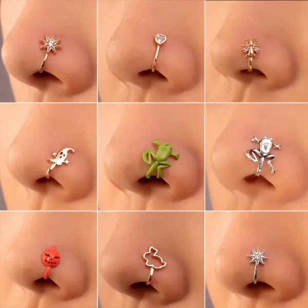 Nose Rings & Studs Retro Fashion U Shape Copper Zircon