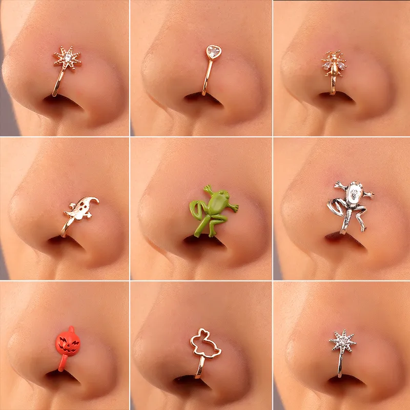 Wholesale Nose Rings & Studs Retro Fashion U Shape Copper Zircon