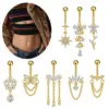 1 Piece 316 Stainless Steel Zircon Belly Rings Star Flower Butterfly Unisex