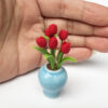 Wholesale 1:12 doll house DOLLHOUSE mini model handmade ob11 plant blue porcelain bottle tulip flower arrangement potted plant