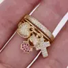 Wholesale Copper 18K Gold Plated Cute Modern Style Plating Inlay Human Heart Shape Zircon Wide Band Rings Charm Rings Open Rings
