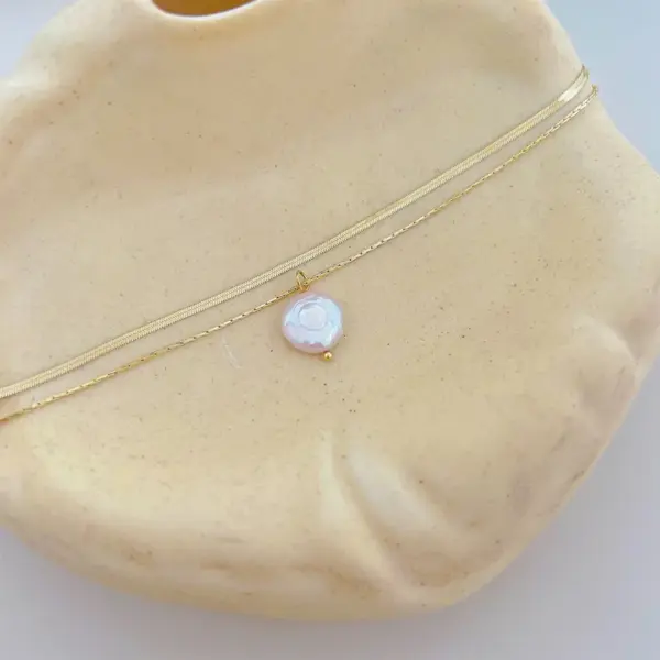 Wholesale PVD Coated Real Gold Plated Geometric Stainless Steel Sweet Waterproof Non Tarnish Necklace