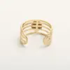 304 Stainless Steel 18K Gold Plated Baroque Style Modern Style Plating Hollow Out Inlay Round Natural Stone Open Ring