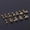 Copper Artificial Gemstones Ear Cartilage Rings & Studs Geometric Waterproof Non Tarnish Surgical Steel Women'S