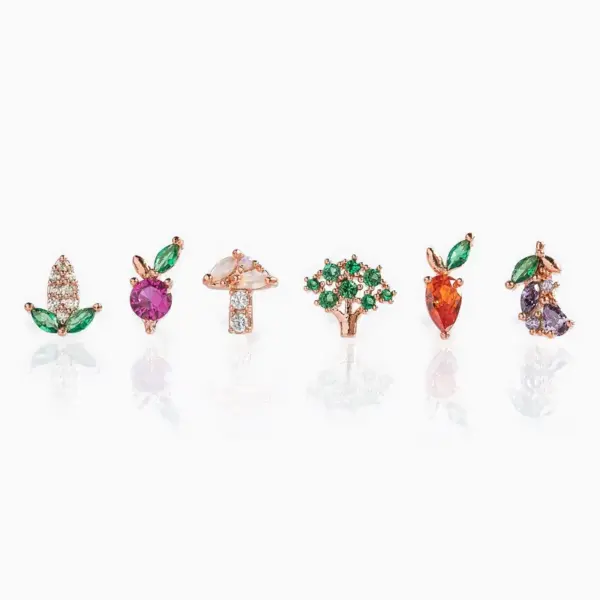 Wholesale Ear Cartilage Rings & Studs Pastoral Fruit Brass Gem