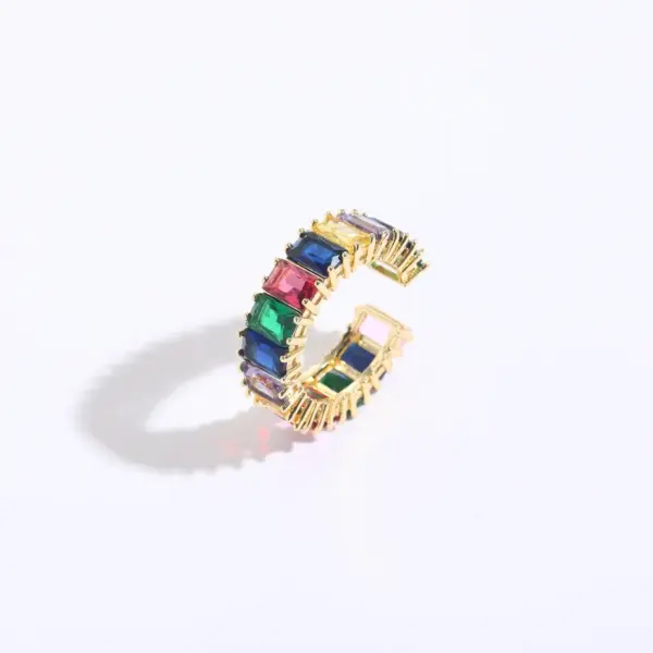 Wholesale 1 Piece Fashion Oval Rectangle Copper Plating Inlay Zircon Open Ring