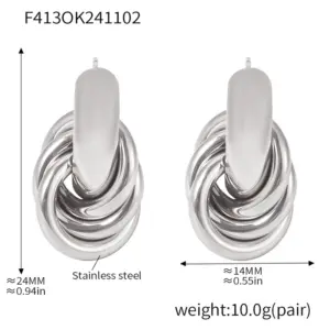 F413-Steel Earrings Ke64633-K