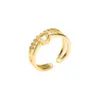 Wholesale Fashion Geometry Pattern Star Heart Copper Micro-inlaid Zircon Ring