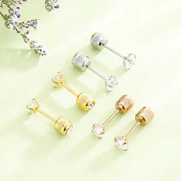 PVD Coated 18K Gold Plated Geometric Titanium Steel Fashion Waterproof Non Tarnish Earrings Ear Studs