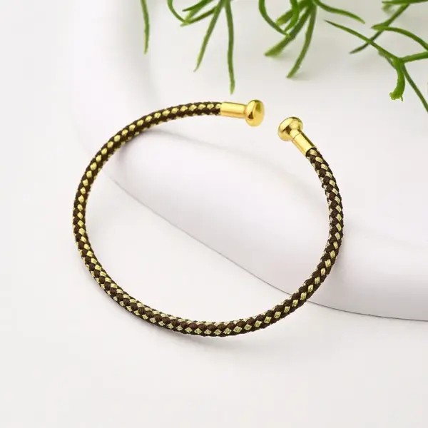 Wholesale Nylon Copper 18K Gold Plated Handmade Plating Multicolor Simple Solid Color Adjustable Bracelet
