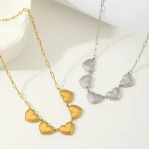 Wholesale Jewelry Casual Elegant Simple Style Heart Shape 304 Stainless Steel 18K Gold Plated Plating Pendant Necklace