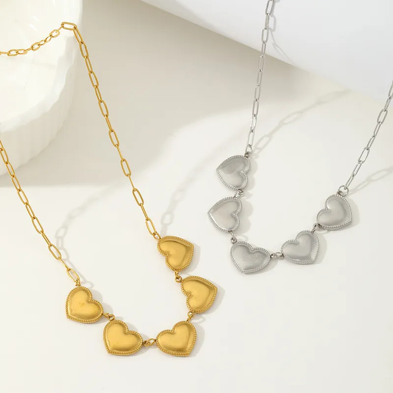 Wholesale Jewelry Casual Elegant Simple Style Heart Shape 304 Stainless Steel 18K Gold Plated Plating Pendant Necklace