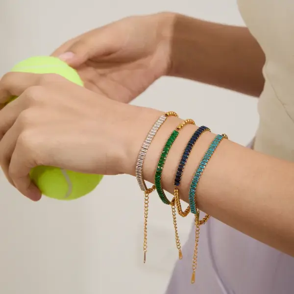 304 Stainless Steel Geometric PVD Coated Real Gold Plated Basic Modern Style Waterproof Non Tarnish Paperclip Chain Tennis Chain Bracelets Necklace