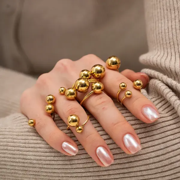 Wholesale 304 Stainless Steel Geometric PVD Coated 18K Real Gold Plated Real Gold Plated Casual Classic Style Waterproof Non Tarnish Plating Gold Rings Earrings Necklace