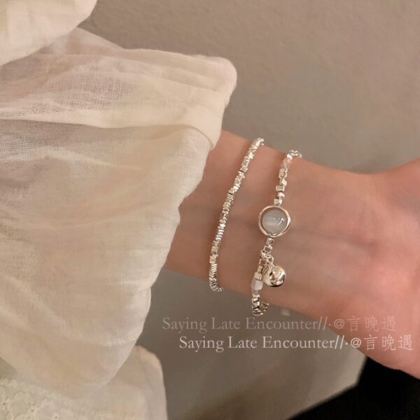 Wholesale A Few Pieces of Broken Silver ~ Cat's Eye Beaded Simple Bracelet for Women, Light Luxury, Niche, Exquisite, High-End Feel, 2025 New Model Jewelry