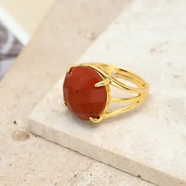 Wholesale Casual Modern Style Simple Style Round Natural Stone Copper 18K Gold Plated Amethyst Green Aventurine Lapis Lazuli Rings In Bulk