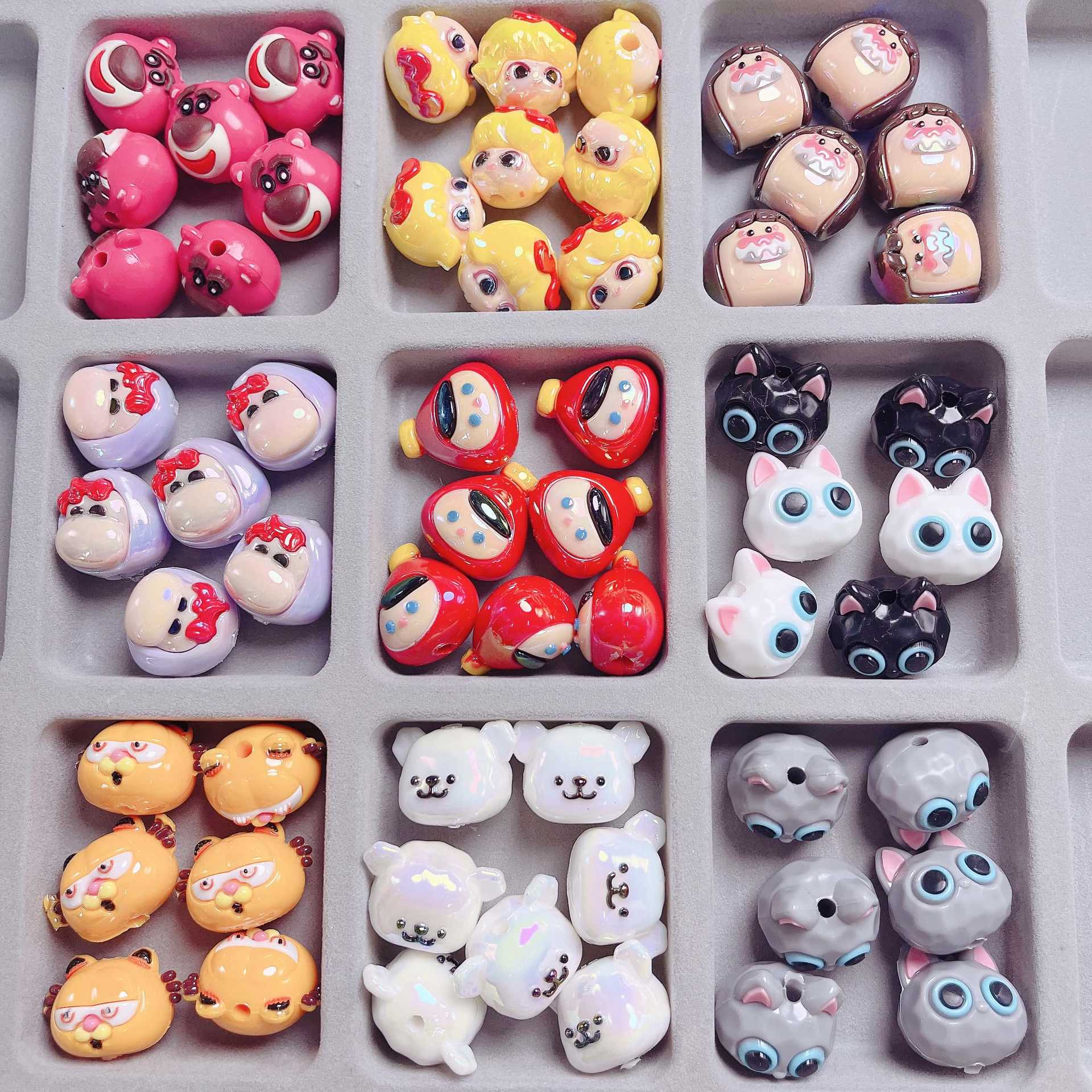 Wholesale High-quality UV color-plated cute cartoon cute grain straight hole beaded diy mobile phone chain bag hanging material jewelry aessories loos