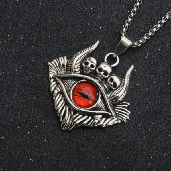 oly-5cd2859b8e156ee69d191c8659b51099 Wholesale European and American Cross-border Retro Punk Style Turkey Devil's Eye Alloy Pendant Stainless Steel Chain Necklace