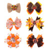 Wholesale Amazon Hot Sale Thanksgiving Children's Bow Hairpin Point Small Turkey Accessories Headwear Rowan Ribbon Hair Accessories