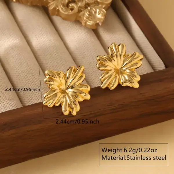 Wholesale 1 Pair Casual Cute Sweet Water Droplets Heart Shape Flower Plating 304 Stainless Steel Imitation Gold Ear Studs