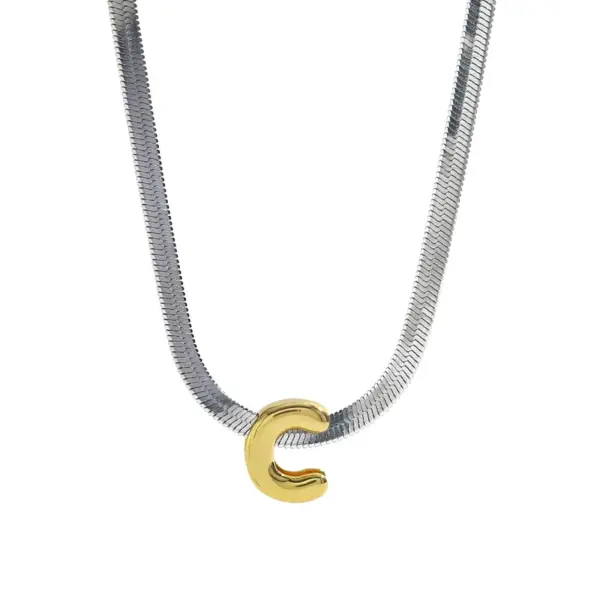 Wholesale Elegant Simple Luxury Stainless Steel 18K Gold Plated 26 Letter Pendant Necklace Women Casual Weekend Date Selfie Festival