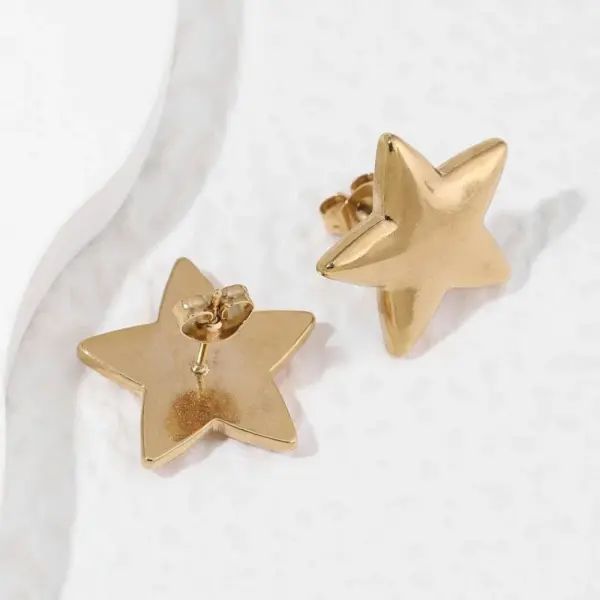 Wholesale PVD Coated 18K Gold Plated Star Stainless Steel IG Style Artistic Waterproof Non Tarnish Ear Studs