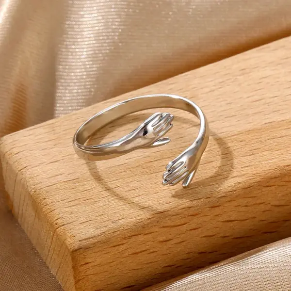 Wholesale 304 Stainless Steel Stainless Steel Multicolor Solid Color PVD Coated 18K Gold Plated Retro Plating Rose Gold Gold Silver Adjustable Ring Rings