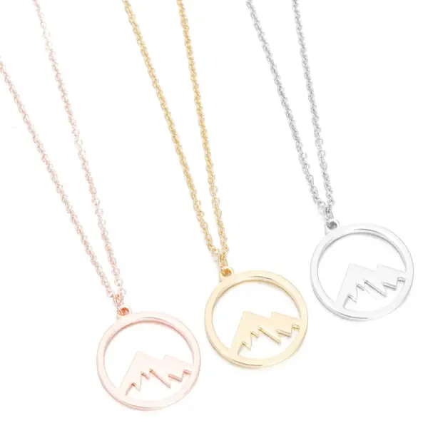 Wholesale Jewelry Fashion Mountain 201 Stainless Steel 18K Gold Plated Stainless Steel Necklaces