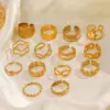 Wholesale PVD Coated 18K Gold Plated Geometric 304 Stainless Steel Simple Style Waterproof Non Tarnish Rings