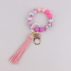 Wholesale Food Grade Silicone Bead Key Bracelet Printed Silicone Wrist Keychain