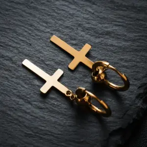 Gold Cross Earrings