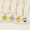 Wholesale Ion Plating (IP) 18K Gold Plated Letter 304 Stainless Steel Simple Style Classic Style Waterproof Non Tarnish 304 Stainless Steel Lobster Trigger Clasp Closure Pendant Necklace