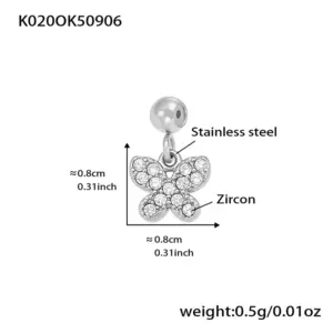 K020-Steel Color X Shape Zircon Pendant