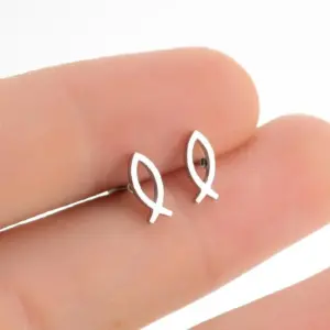 PVD Coated 18K Gold Real Gold Plated Fish 304 Stainless Steel Simple Style Waterproof Non Tarnish Ear Studs