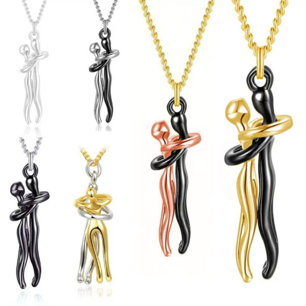 Wholesale Cross-Border Temu Aliexpress Popular Personalized Hug Necklace Creative Boys and Girls Hugging Couple Pendant Necklace Women