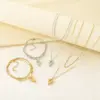 Wholesale Fashionable Minimalist Double Layer Stainless Steel Bead Chain Heart Pendant Splicing Chain Necklace Jewelry Set For Women