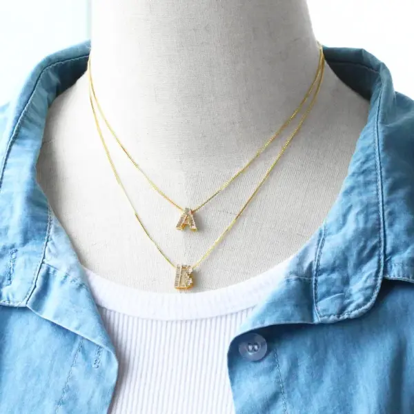 Wholesale PVD Coated Real Gold Plated 18K Gold Letter Stainless Steel Copper Basic Simple Style Waterproof Non Tarnish Stainless Steel Pendant Necklace